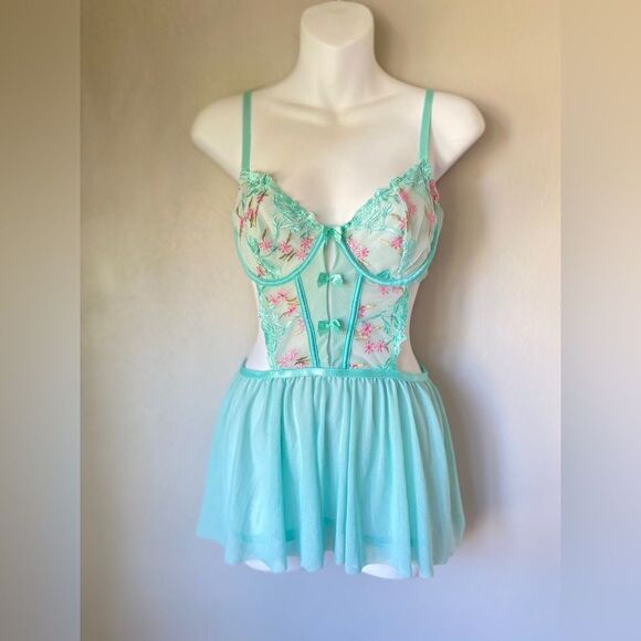 Other - Green floral babydoll Lingerie Dress